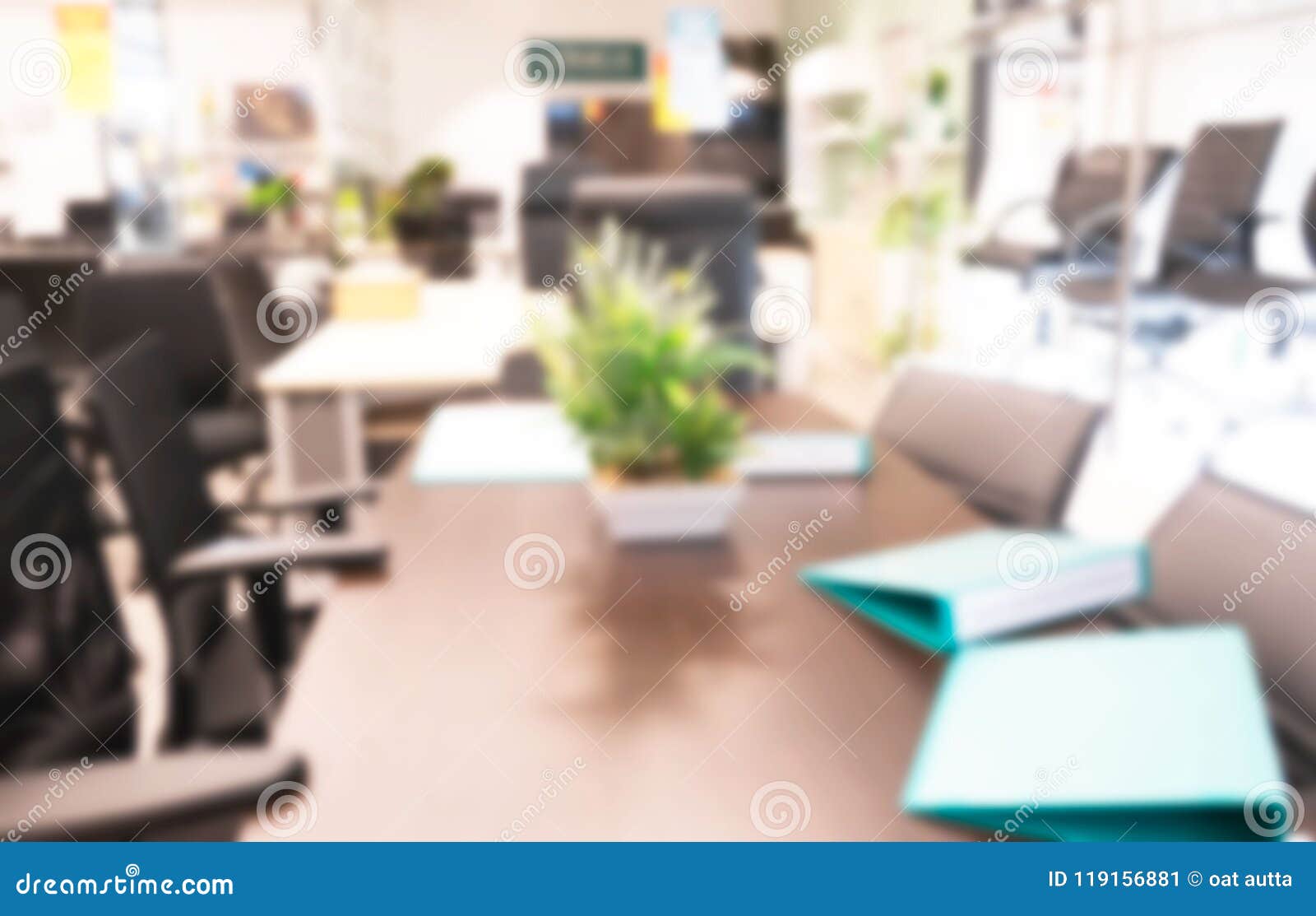 abstractÃÂ blurred of modern office work space of table work in office . ideal for presentation background